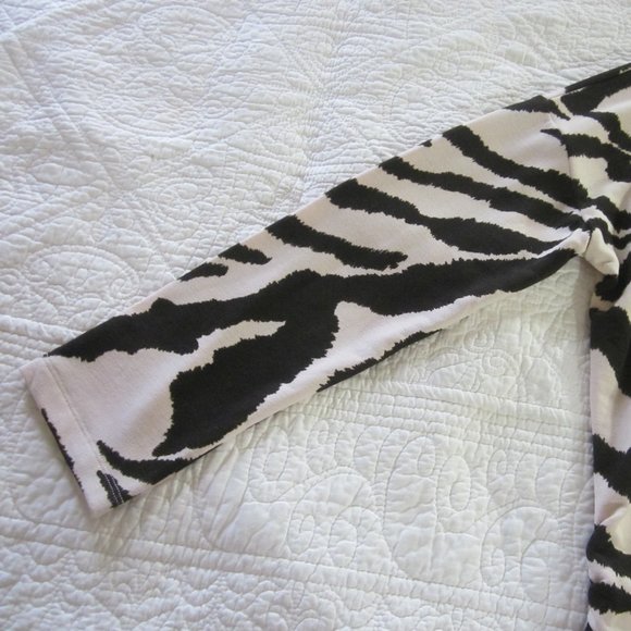 Clara Sunwoo Top M Zebra Print Draped Boatneck Side Ruching  Brown - Picture 6 of 8